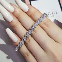 Classifica a catena Shiny Zircon Roman Chain Bracelet for Women pieni di strass Il cuore cubano Link Cuban Braccialetti Gioielli