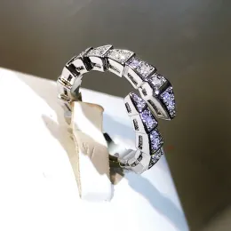 2024 fashion snake designer band ring open size simple diamond crystal shining love rings jewelry for women