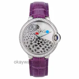 Unisex Dials Automatic Working Uhren Carter Blue Ballon 33 Gauge mit Leopardenschild Heckset Englische Uhr für Frauen W6920086