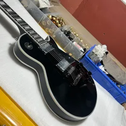 benutzerdefinierte E -Gitarre Schwarze Farbe Ebony Fingerboard Bindingd Mahagony Body Tuning Bridge Hochwertige Guitarra kostenlos Schiff richtig