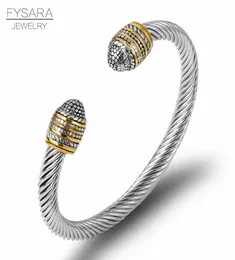 Кабельный Fysara Bangle 15 Дизайн манжета Twisted Classic Brand Jewelry для женщин мужчины черные браслеты desigytbb6498626