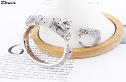 Donia smycken armband lyx europeisk och amerikansk mode överdriven leopard koppar mikroinlaid zirkonarmband ring set designe1109276