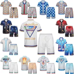 CASA BLANCA 남자 TSHIRT 여름 디자이너 T 셔츠 카사 블랑 공상 브랜드 패턴 프린트 패션 패션 클래식 라펠 짧은 슬리브 남성 T 셔츠