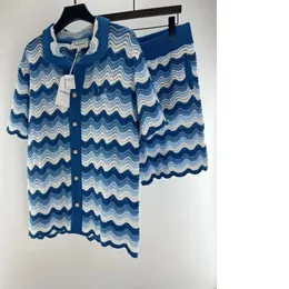 Designer Herren T -Shirt Womens Shirt Casual Nadel Lose Strick Sommer T -Shirts Casual Sports hochwertiges Fashion Blue Hollow Top