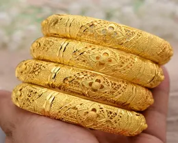 Annayoyo 4pcs Fashion Dubai Gold Jewelry Gold Color Bangles для эфиопских браслетов браслеты Эфиопские ювелирные украшения подарки 4011450