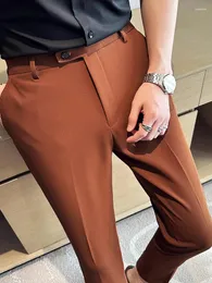 Herrenhose Männer Anzug Anzug Feste Farbe Long Slim Bein Drawess Hosen lässig Outdoor Daliy Work Office Business A82