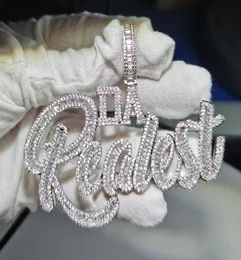 Colares de gargantilhas pingentes da carta mais real pingente de letra completa pavimentada 5a cubic zirconia luxunhou gelo de bleing masculino hip hop nec5778874