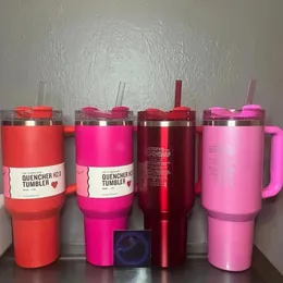 Spedizione USA Spedizione Bratra rosa Tumbler H2.0 40 once Cosmo Chocolate Gold Cup Cup Orleness Blackness Coffee Gollo Regalo per San Valentino Sparkling