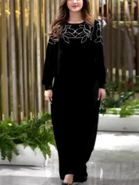 Etniska kläder Eid Muslim Party Dress for Women Abaya Spring Velvet Diamond Dresses Ramadan Belt Vestidos Largos Dubai Robe Jalabiya 2024
