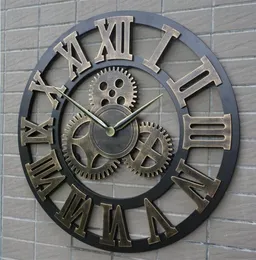 Retro Industrial Gear Wall Clock Decorative Hanging Clock Roman Siffer Wall Decor Quartz Clocks Home Decor6777175