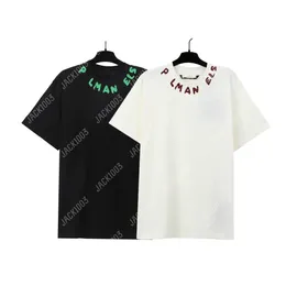 Palm Pa Tops Tops нарисованные вручную логотип Summer Loose Luxe Tees Unisex Пара T Рубашки ретро-уличная одежда негабаритная футболка Angels 2290 RPO