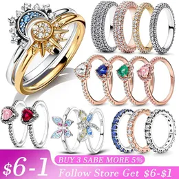 Band Rings Radiant Sun Moon Heart Sign Rnew 925 Sterlsilver Hot Selling Ring Collection Womens Anniversary Gift DIY Jewelry J0429