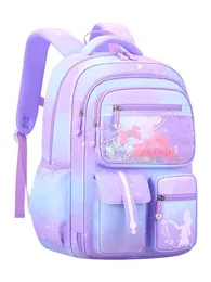Градиентная девочка детей рюкзак школьная сумка назад Пакет розовый для детей -подростковой школьной школьной школьной сумки Каваи, милый водонепроницаемый маленький 240429