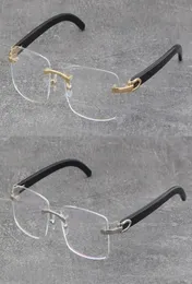 Hela original Black Buffalo Horn Rimless Metal Frame Man Woman Optical White äkta Natural Hor Eyeglasses 18K Gold Frame 827449488