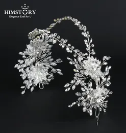 Clip per capelli Barrettes Himstory fatti a mano Crystal Rhinestones Tiaras and Crowns Wedding Head Basw Trapiece Bridal Piece Bridal Prom Pagean7567981