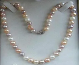Fine Pearls Jewelry Genuine Natural 78mm White Pink Purple Akoya Cultured Pearl Necklace 20quot8078007