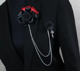 iRemiel Handmade Korean Rose Flower Tassel Black Brooch Men Lapel Pin Badge Suit Shirt Collar Brooches Corsage Accessories8463352