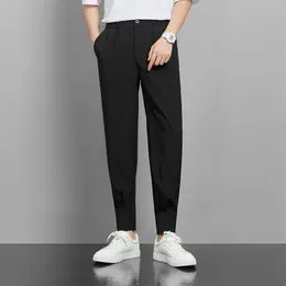 Spring and summer casual pants men's trend loose drape small foot nine-minute pants casual versatile solid color pants men