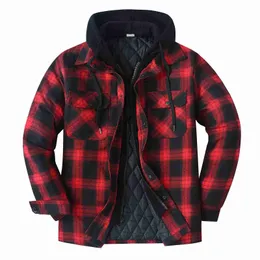 men's Jackets designer Coats Men's jacket new long sleeved hooded plaid thickened shirt men's jacket men's Outerwear