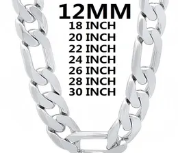 Solid 925 Sterling Silber Halskette für Männer Klassiker 12 mm kubanischer Kette 1830 Zoll Charme Hochwertiger Modeschmuck Hochzeit 2202224096846