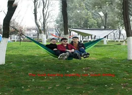 12 Color Outdoor Parachute Cloth Hammock Foldable Field Camping Swing Hanging Bed Nylon Hammock With Rope Carabiners DBC DH133817145391