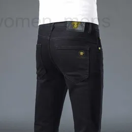 Projektant dżinsów męskich prosta jesień zima czarna marka dżinsowe spodnie, szczupłe, proste rurkę, elastyczna środkowa talia CSFQ