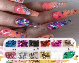 12 griglie/set a forma di farfalla scaglie di unghie 3D 3D paillette per glitter per unghie decorazioni per manicure Decorazioni artistiche 9752332