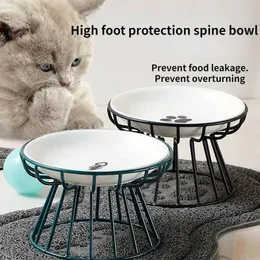 Ceramic Cat Feeder Pet Bowl Food Water Treats for Cats Dogs Supplies Outdoor Feeding Drinking Stand Raised Bowl for Doggie 240429