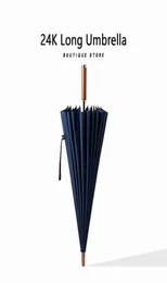 Umbrellas Luxury 24k Longo Negócio Longo Men Manuseda de madeira à prova de vento grande Golfe de golfe ao ar livre Viagem de alta qualidade UMB7340012