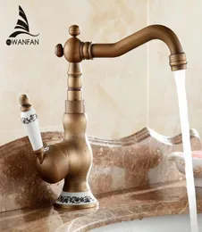 Bathroom Sink Faucets Basin Antique Brass Deck Mounted Faucet Single Handle Swivel Spout Cold Water Mixer Tap AL9212F11790843