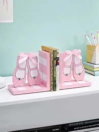Bookendends for Kids Cute Room Decor Shoes Pink Ballet Desano Accessorio Organizzatori di libri Storage Wood American Homehold Articoli 240425