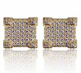 Örhänge Cubic Zirconia 925 Sterling Silver Cubist Screw Back 18k Yellow Goldsilver Plated Hypoallergenic 3D Square Stud Earring F5017429