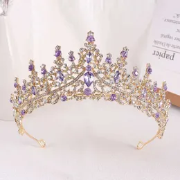 Diademe Luxus grüne Opal Kronkron Frauen Hochzeit Haarzubehör Elegante Königin Brautkristall Tiaras Diadem Mädchen Kleid Stirnbänder