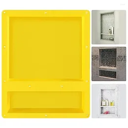 Storage Boxes 16" X 20" Double Shelf Yellow Rectangle Shower Niche Tile Bathroom Leakproof Plastic Easy Installation Versatile Usage