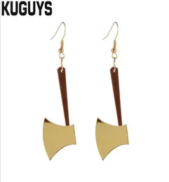 New Arrival Cool Axe Drop Earrings for Womens Gold Silver Color Mirror Acrylic Earring Fashion Jewelry Trendy Rock Accessories1617777