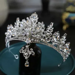 Tiaras Baroque Vintage Queen Crystal Water Drop Подвесная корона свадьба элегантный жемчужный тиары Diadem Girls Wedding Party