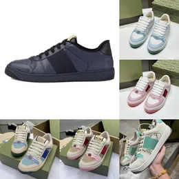 2024 designerskie męskie buty damskie Sneakers damskie buty skórzane buty niebieskie czerwone paski internetowe Trener koronkowy płótno płótno