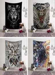 Fashion Cool Animals Wolf Owls Deer Colorato Stampato Witchcraft Decorative Hippie Mandala Macrame Bohémien Hanging Tapestry Y27905965