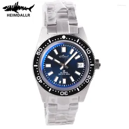 腕時計Heimdallr Sharkey 62mas Automatic Watch Men NH35 Diver 300M Sapphire Mechanical Watches C3 Luminous Dial 316L Steel Strap