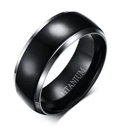 8 mm tytanowe pierścienie dla mężczyzn kobiety Czarna kopuła dwustronna błyszcząca błyszcząca wysoka polska oprawa ślubna Rozmiar 6135558720