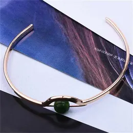 Wedding Bracelets Vintage Fashion Gold Color Geometric Open Cuff Punk Bracelet Bangle Simple Natural Stone Metal Pulseras Jewelry