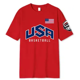 Men's T-Shirts USA Basketball T-shirts Mens Breathable Short Slve Cotton T Shirts Letter Print Casual T Shirt Men Tops Strtwear T shirt Y240429