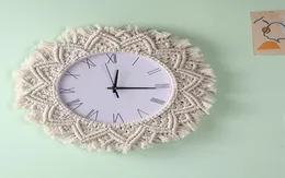 Boho Decor Creative Woven рама настенные часы DIY Simple Design Washing Watch для домашних украшений Drop Clocks2151454