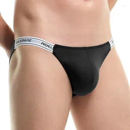 Underpants Männer Unterwäsche -Briefs Shorts Homme Bikini Slip Ice Seidenhähnen Mann Elastischer Armband Bund Beutel Cueca Calzoncillo