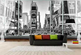 Sfondi PO Stereoscopico personalizzato per pareti 3D Black White Wallpaper City New York Vista Street View 3D Murali a parete per camera da letto3121335
