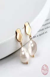 OBEAR 925 Sterling Silver Baroque Irregular Pearl Drop Earrings Retro Fashion Wild Charm Earrigns for Women Jewelry 2106249507874