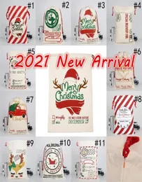 Novo 2022 Christmas Santa Sacks Sacos de algodão grande presente de cordão pesado Festival Personalizado Festival Decoração de Natal4118839