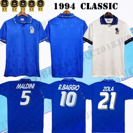 Скидка 1994 Италия национальная команда Retro Home Away Soccer Jersey 94 Италия Малдини Барези Роберто Баггио Зола Конте Винтаж классический футбольный рубашка 2466