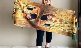 Gustav Klimt039s pintura a óleo Cashmere Scons Women Spring Der Kuss Print Shawl Ladies Wrap Cabo Cabo 2205163061032