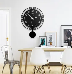 Винтажные 3D цифровые свинг -стены современный дизайн акриловый маятник креативные часы гостиная домашние украшения подвесные часы T20014723757